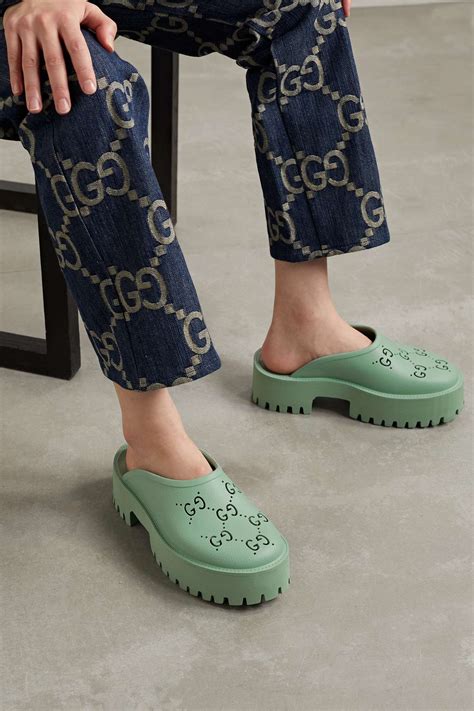 gucci mules plastic|Gucci perforated rubber sandals.